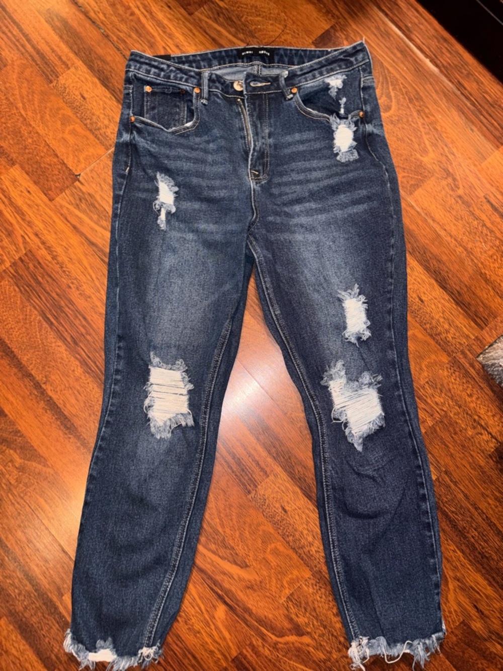 Almost Famous Dark Blue Distressed Skinny Jeans